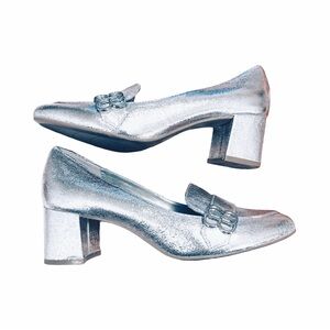 Bandolino Silver Block Heel Loafers